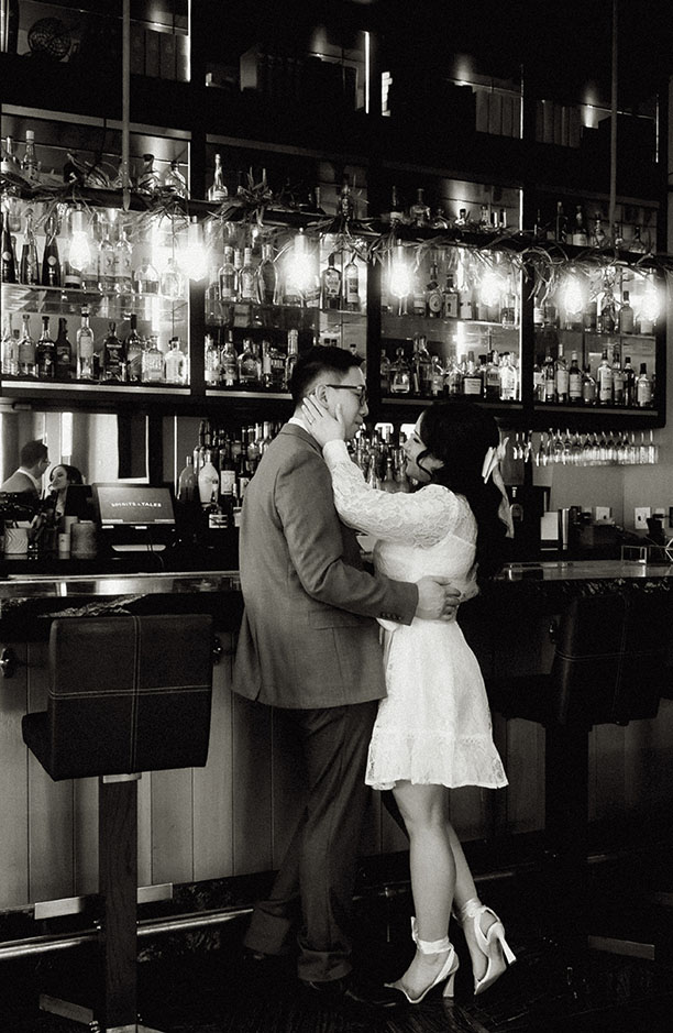 Couple standing at The Oaklander Hotel in Engagement