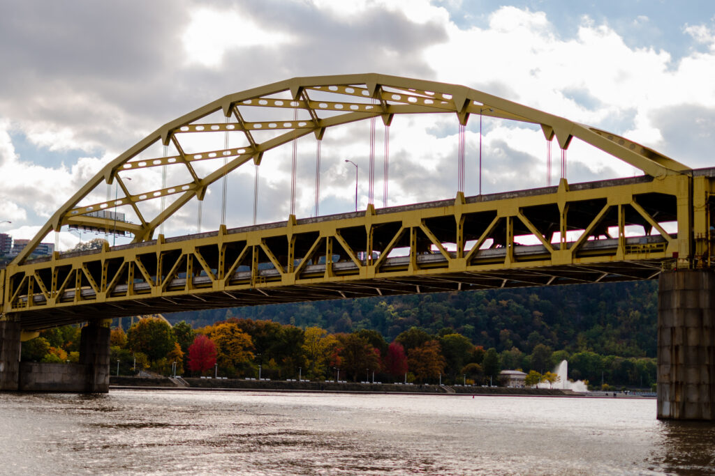 The Point State Park in Pittsburgh during Fall Season with the trees changing color. 