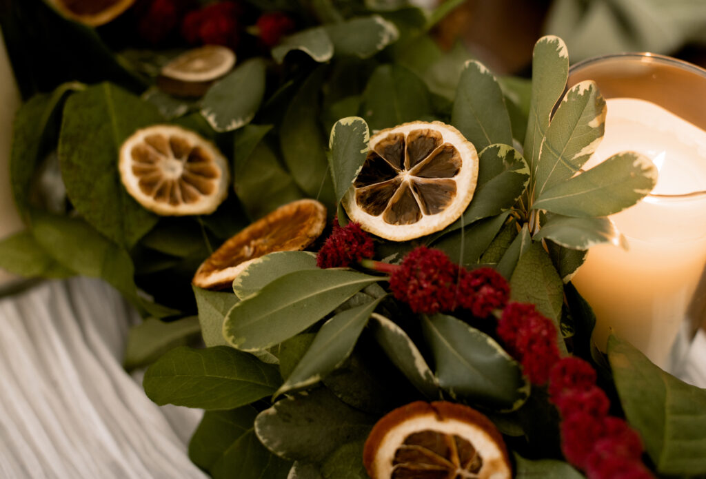 Dried Lemons of DYI wedding decoration.