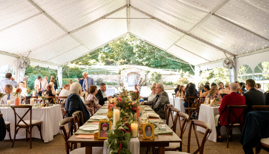 Phipps Conservatory and Botanical Gardens Reception table with guests talking