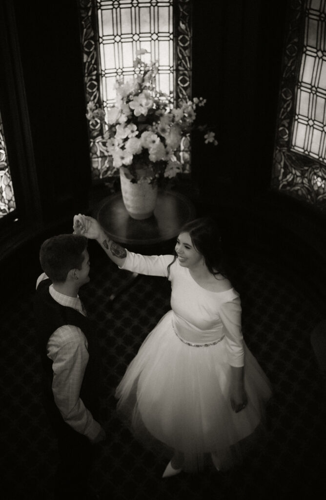 Groom and Bride Dancing at The Mansion On Fifth Luxury Hotel