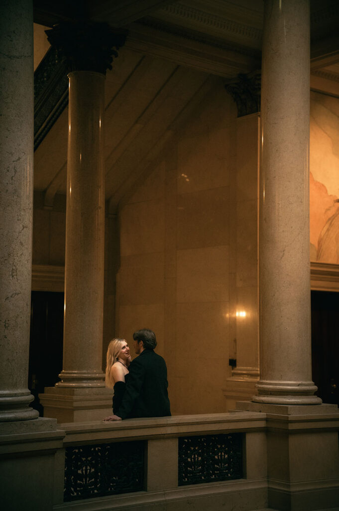 Couple looking at each other at Carnegie Museum of Art in Pittsburgh