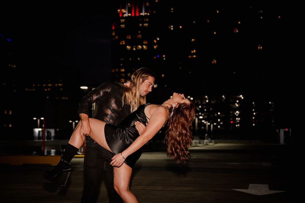 Couple walked in Downtown Garage during Engagement