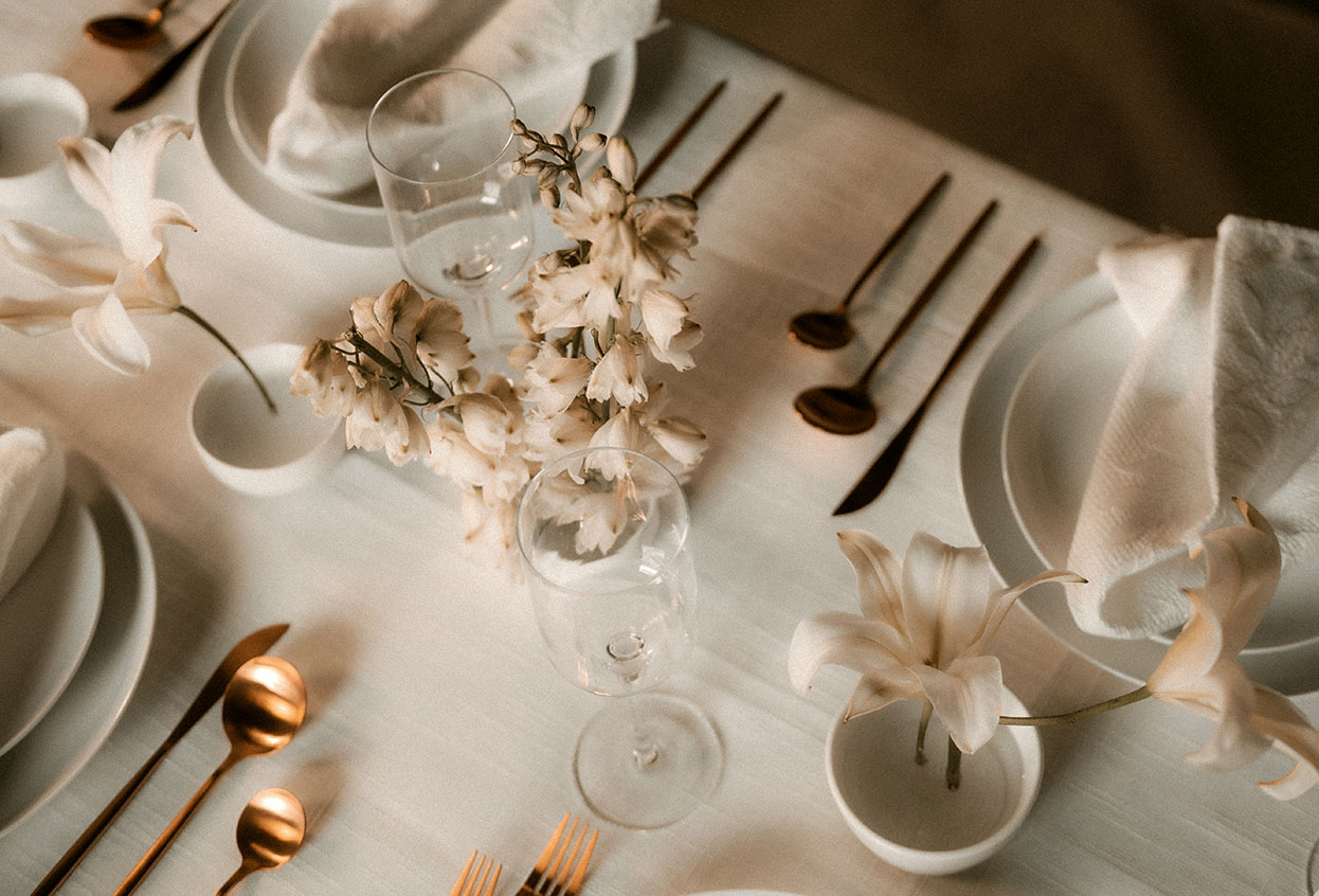 Wedding Table Decor with flowers