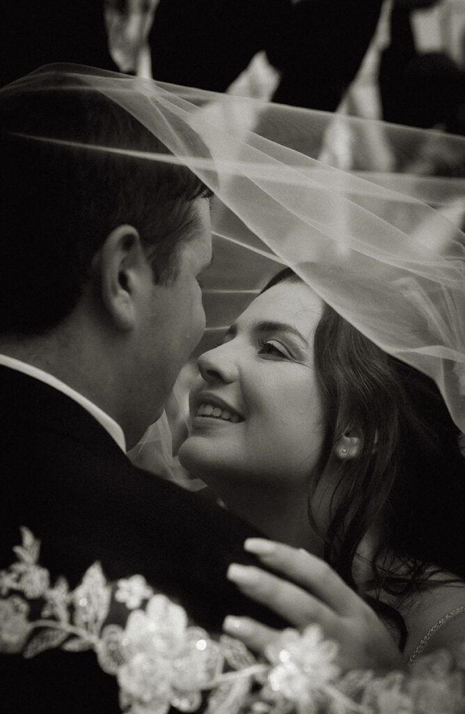 BW Bride and Groom Kiss during their wedding at Phipps Conservatory 