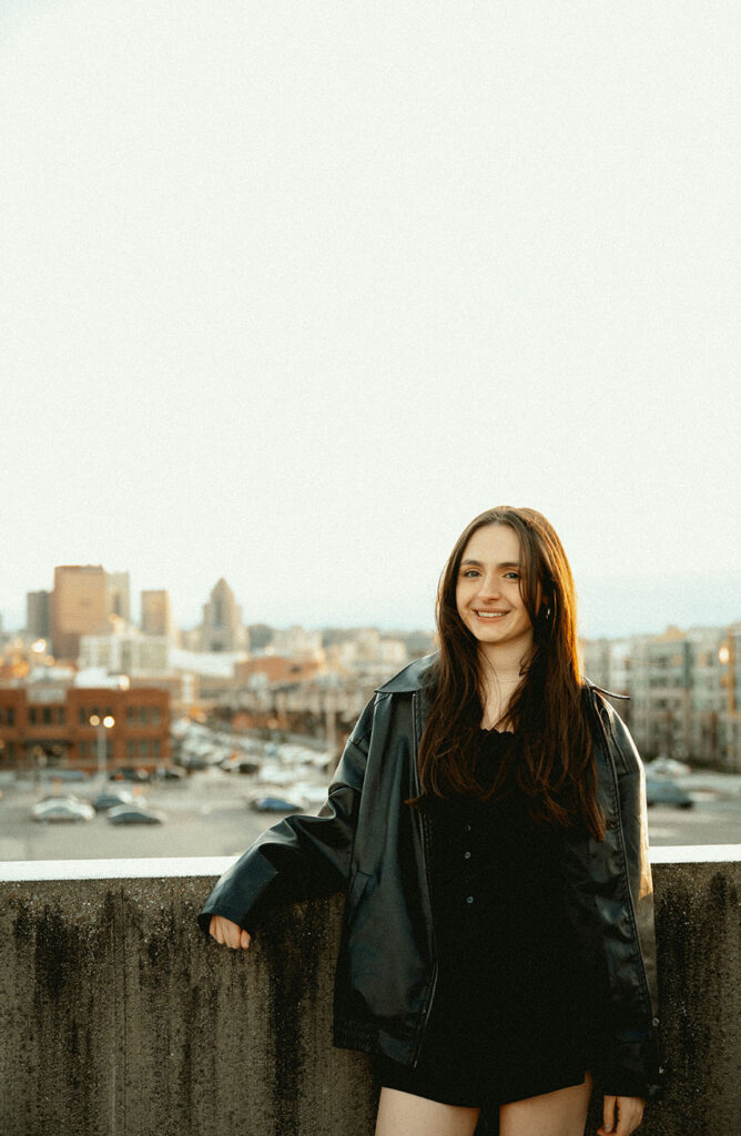 Portrait of senior with Downtown Pittsburgh in the Background