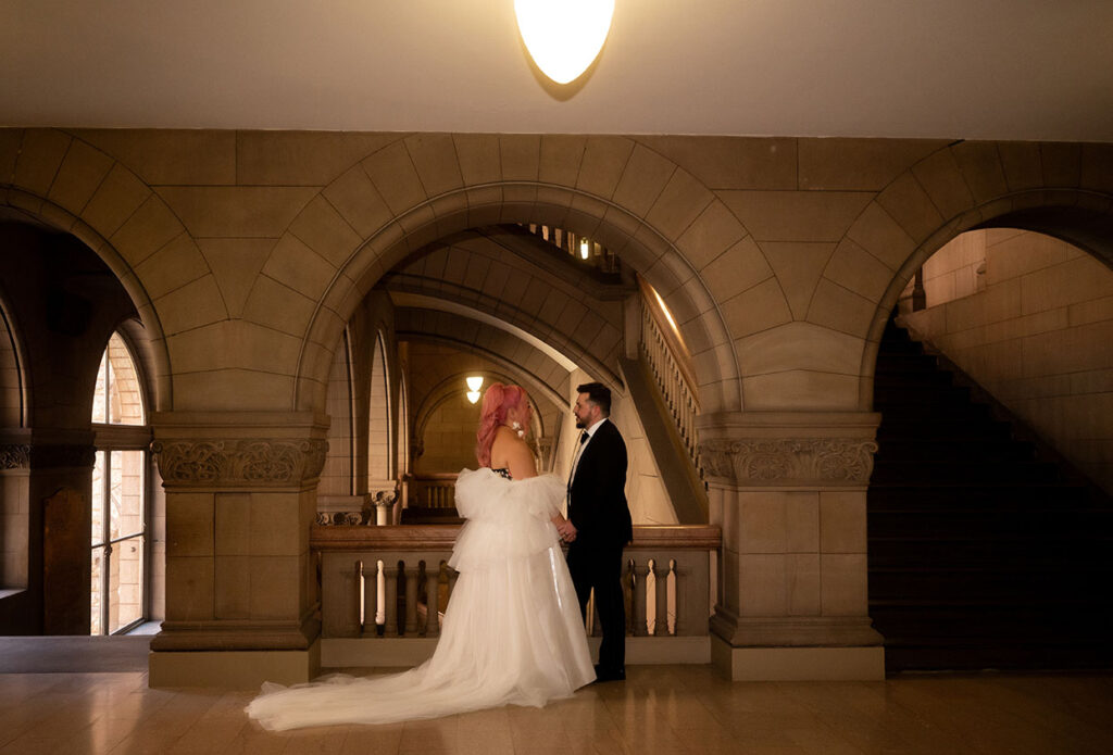 Bride and Groom at Allegheny County Courthouse Wedding