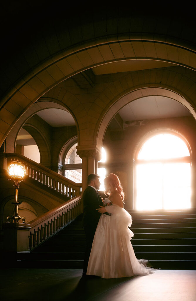 Bride and Groom at Allegheny County Courthouse Wedding