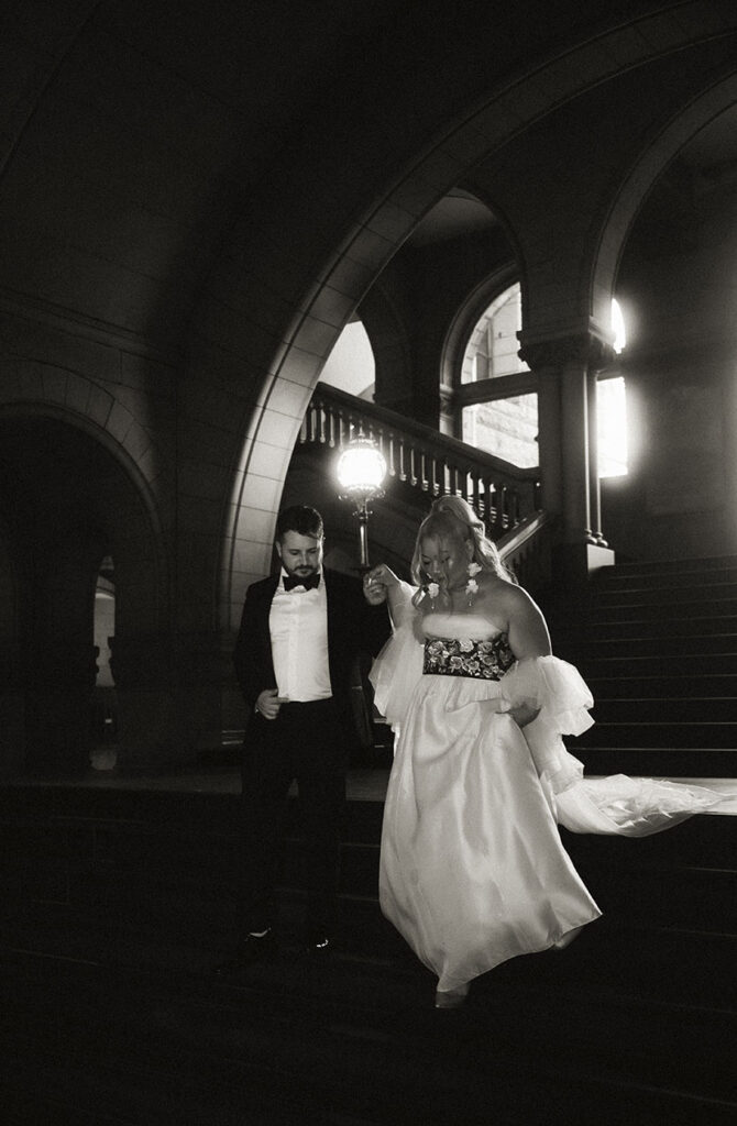 BW Bride and Groom Couple at Allegheny County Courthouse Wedding