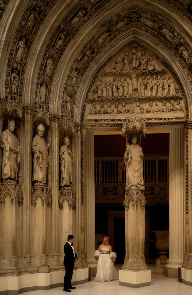 Bride and Groom in Hall of Architecture at Carnegie Museum