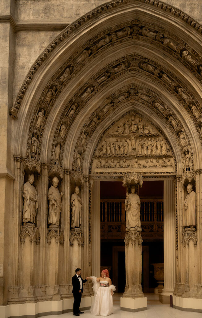 Bride and Groom in Hall of Architecture at Carnegie Museum