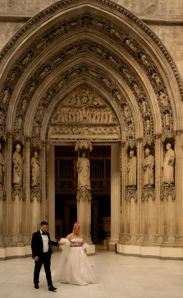 Bride and Groom in Hall of Architecture at Carnegie Museum