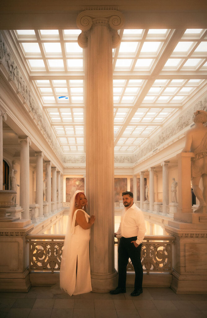 Bride and Groom at Carnegie museum of art Hall of Sculpture