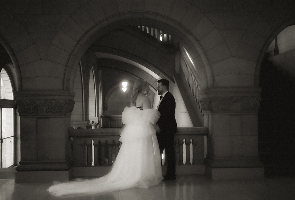 BW Bride and Groom Couple at Allegheny County Courthouse 