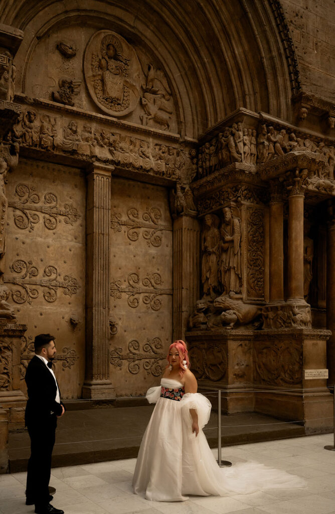 Bride and Groom in Hall of Architecture at Carnegie Museum