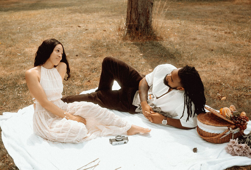 Couple Have a Romantic Picnic in North Park Pennsylvania