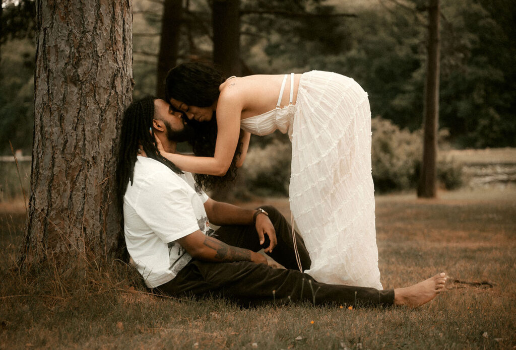 Couple in North Park celebrating their engagement