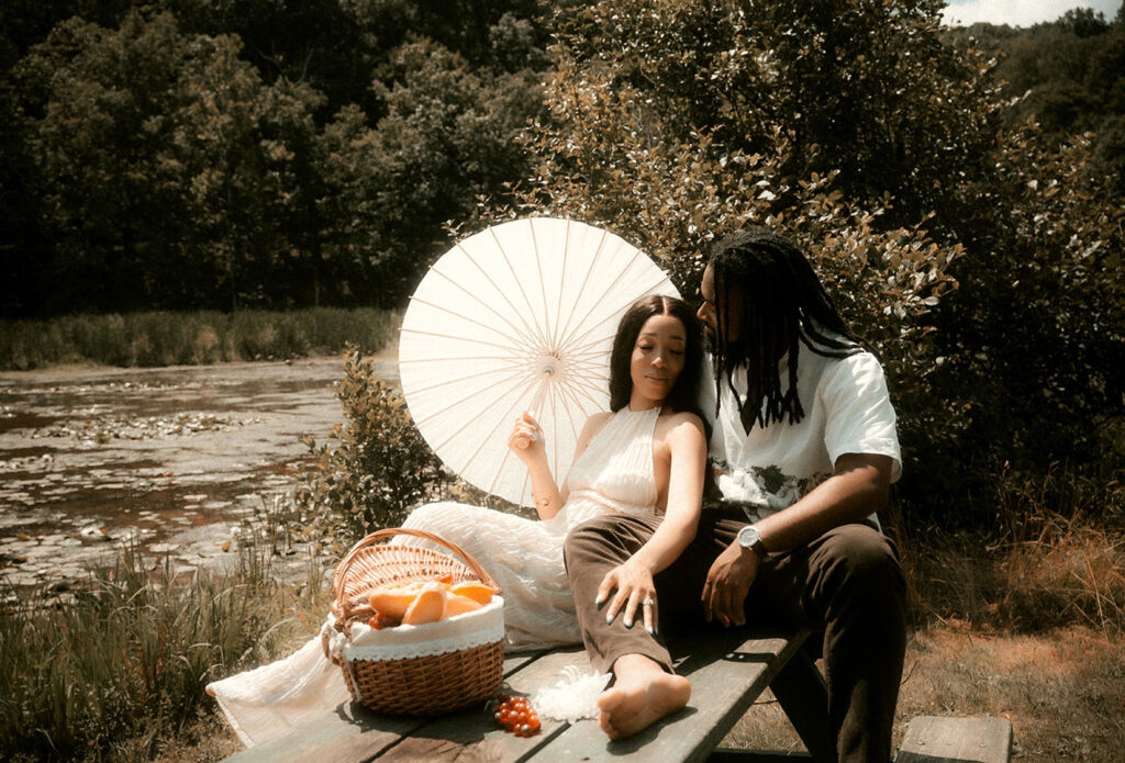 Couple in canoe at North Park Engagement