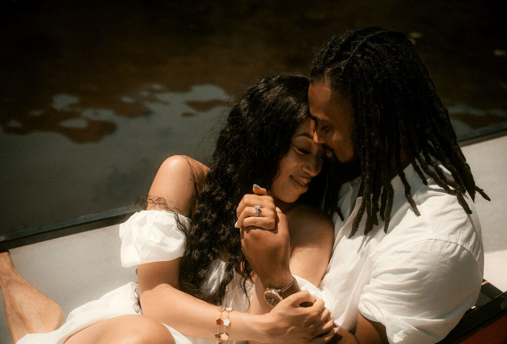 Boat photos of couple inspired by the notebook film