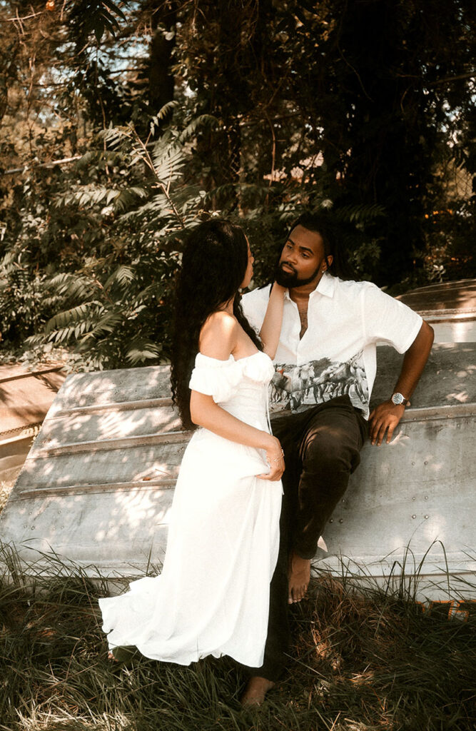 Couple in canoe at North Park Engagement