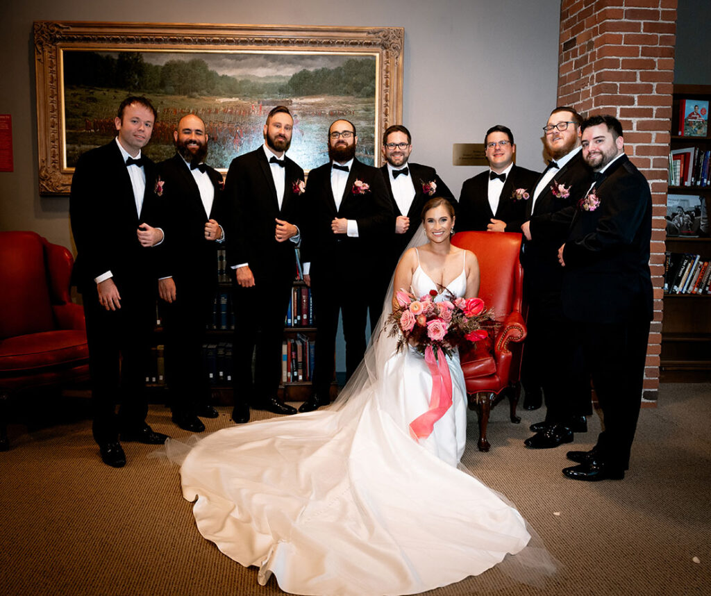 Bride with Groomsmne at Heinz Library