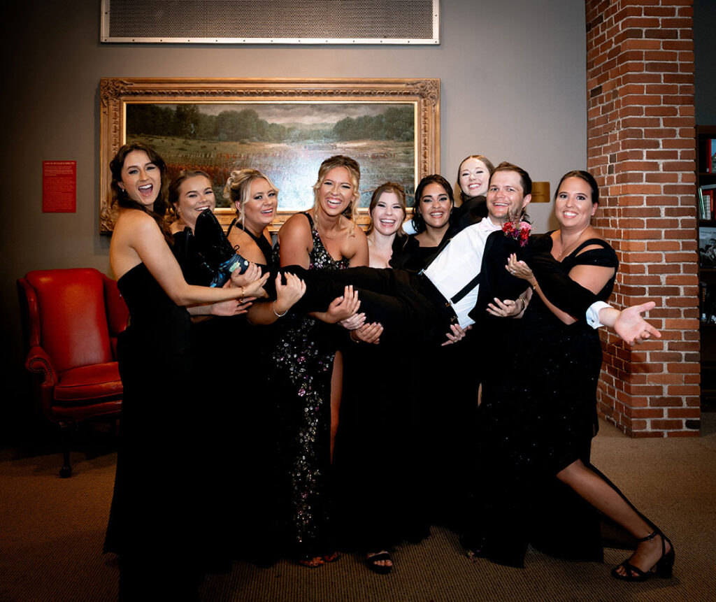 Groom with Bridesmaids at Heinz Library