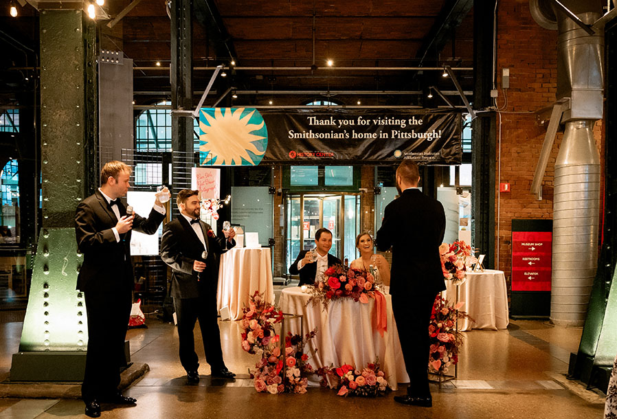 Speeches at Great Hall during wedding at Heinz