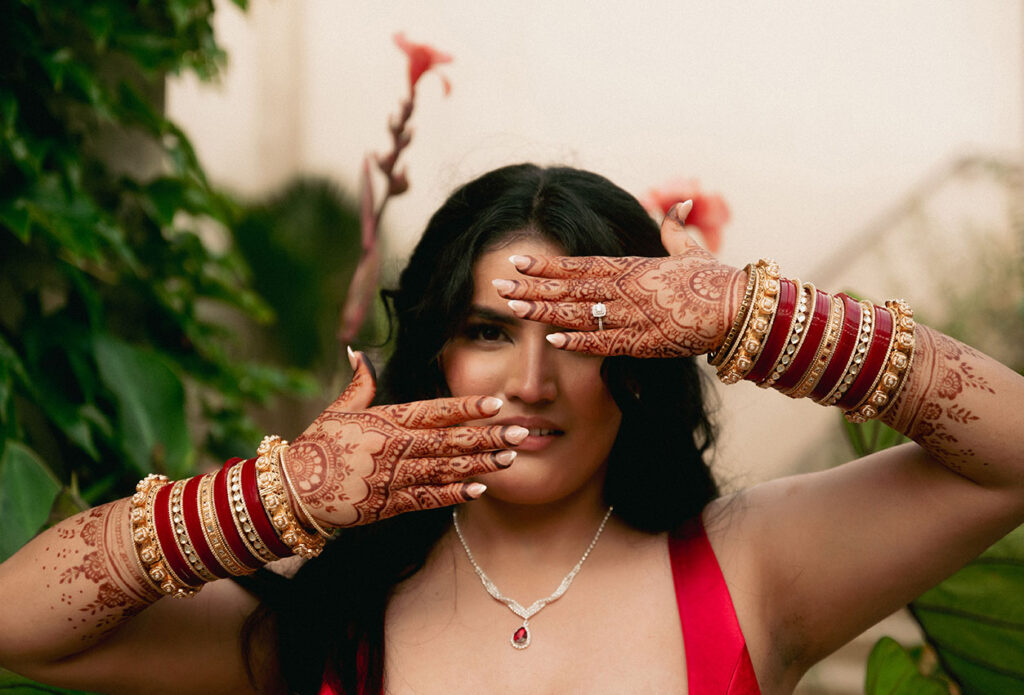 Indian Bride showing henna at Longwood Hardes