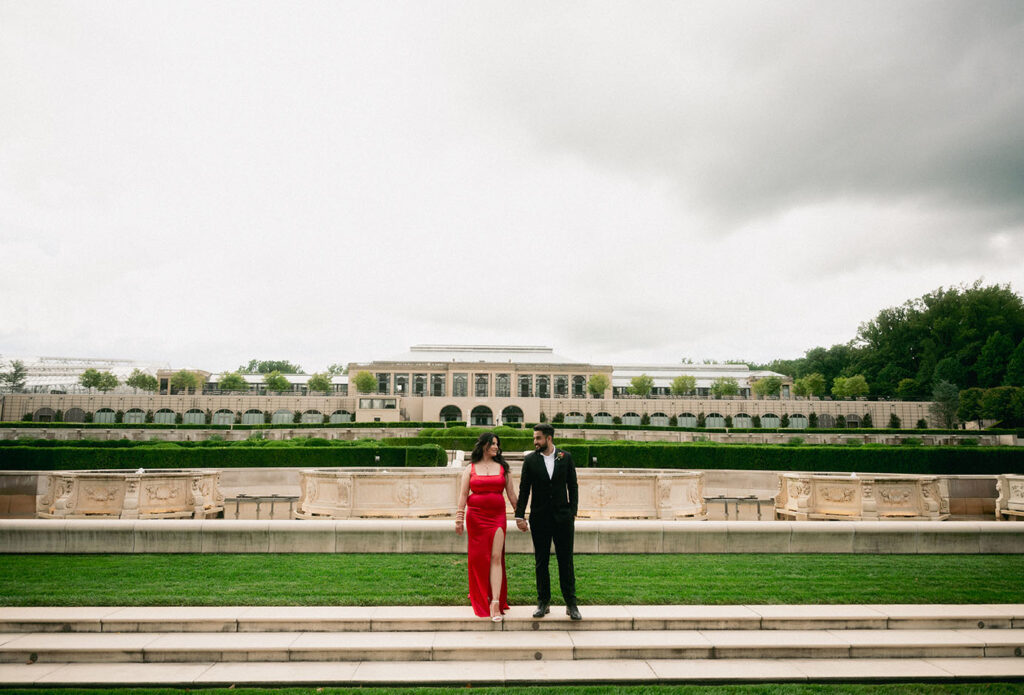 Engaged couple at Longwood Gardens