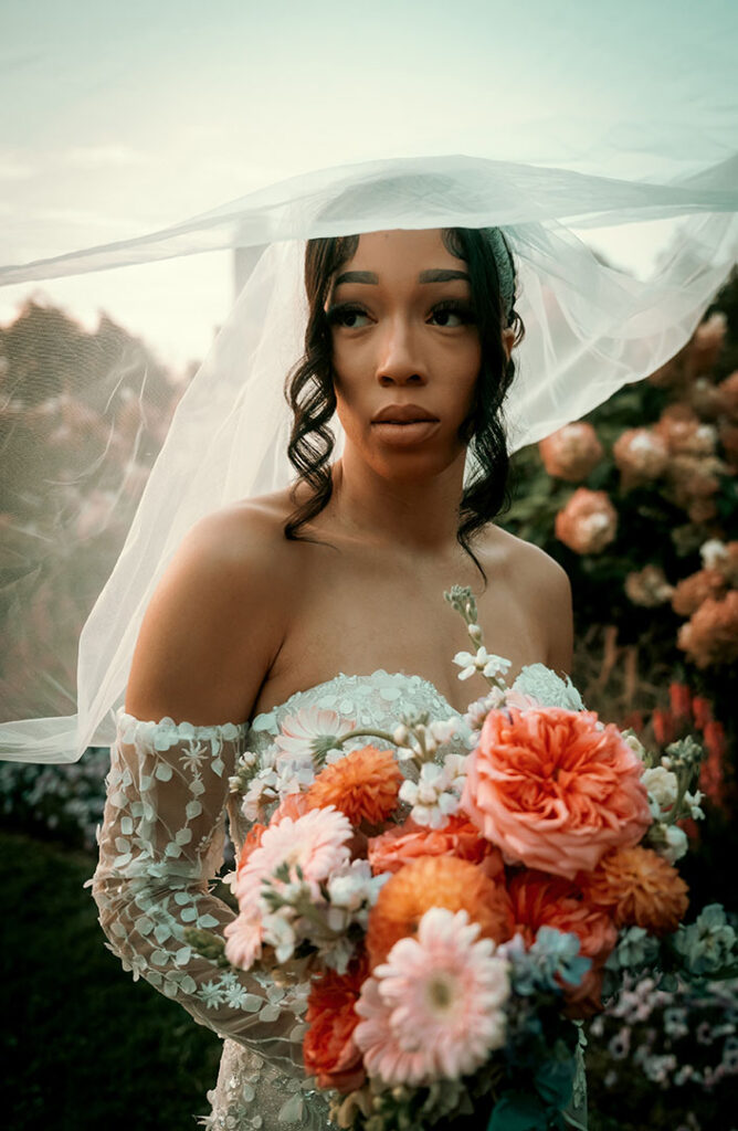 Editorial Bride holding Bouquet