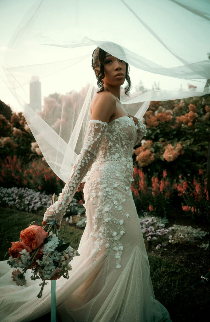 Editorial Bride holding Bouquet