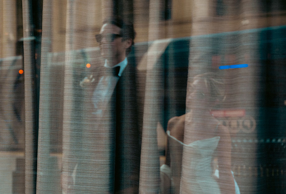 Bride and Groom in Downtown Pittsburgh before their Museum Wedding