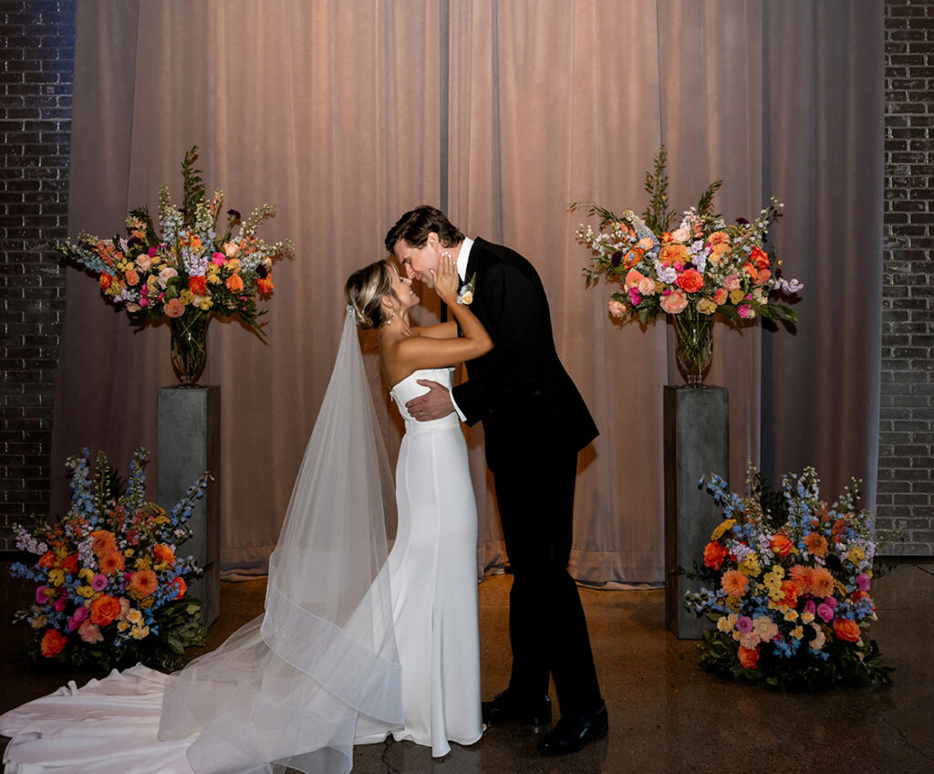 Couple Kiss at their Andy Warhol Museum Wedding