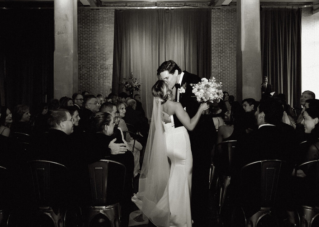 Couple Kiss at their Andy Warhol Museum Wedding