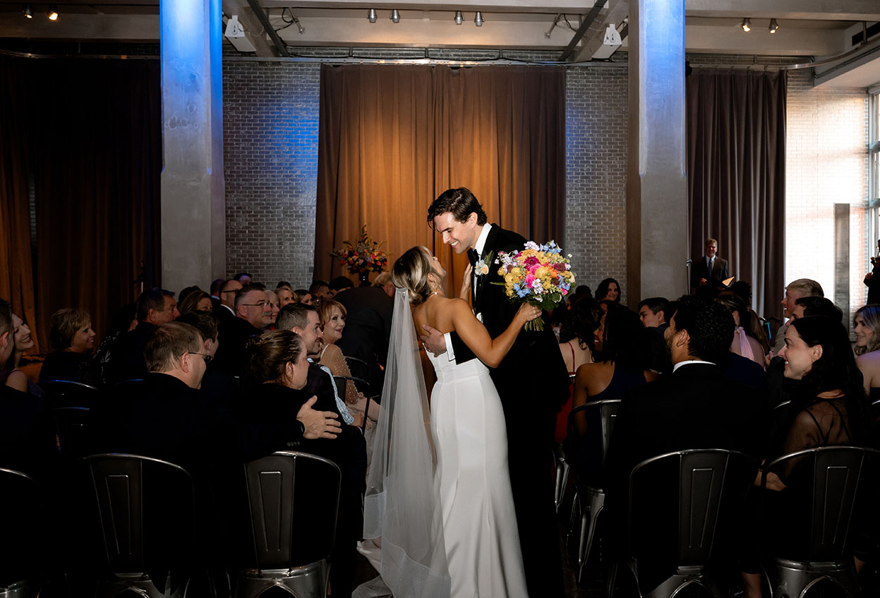 Editorial wedding couple portrait at Pittsburgh museum wedding venue