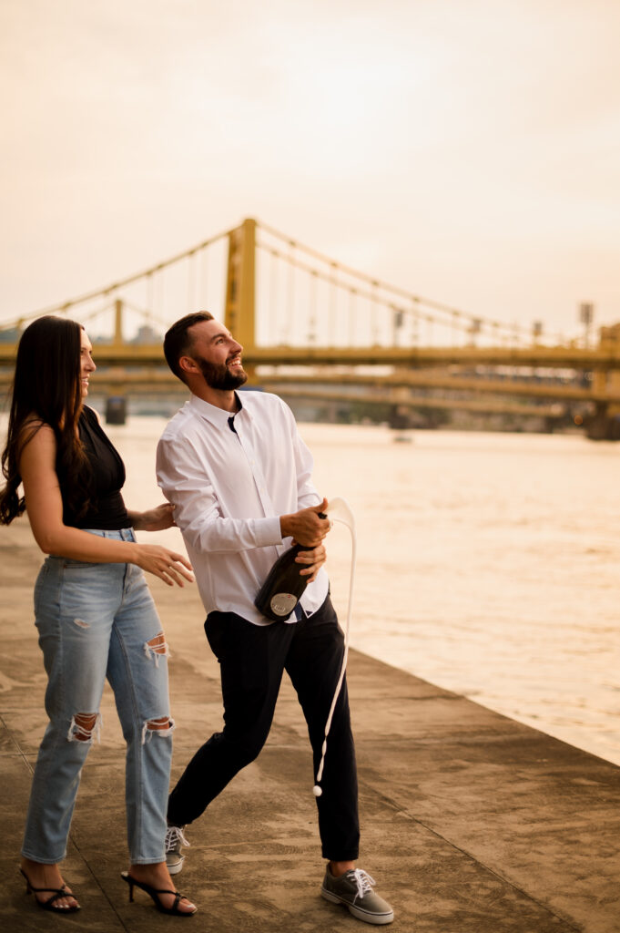 Riverwalk Couple Walking in Downtown Pittsburgh