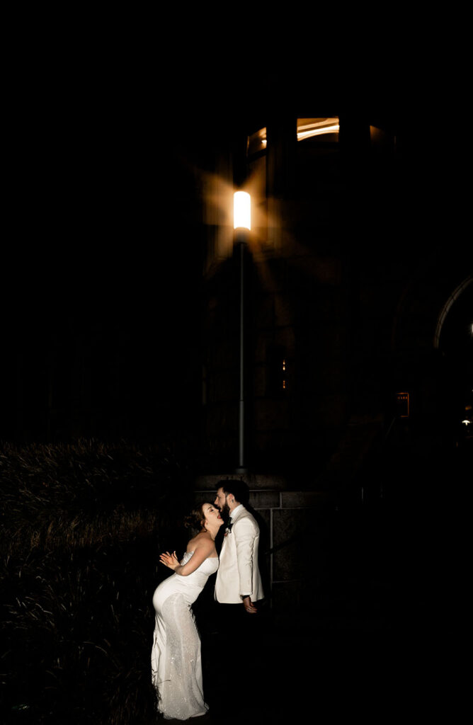 Bride and Groom at the Museum Lab Steps