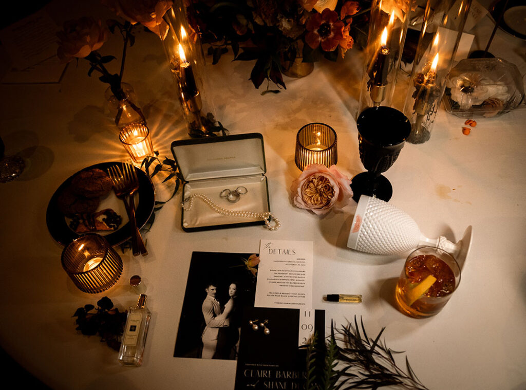 Late Night Flat Lay in Pittsburgh Wedding