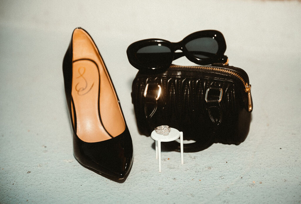 Engagement Ring, Shoe, glasses and purse