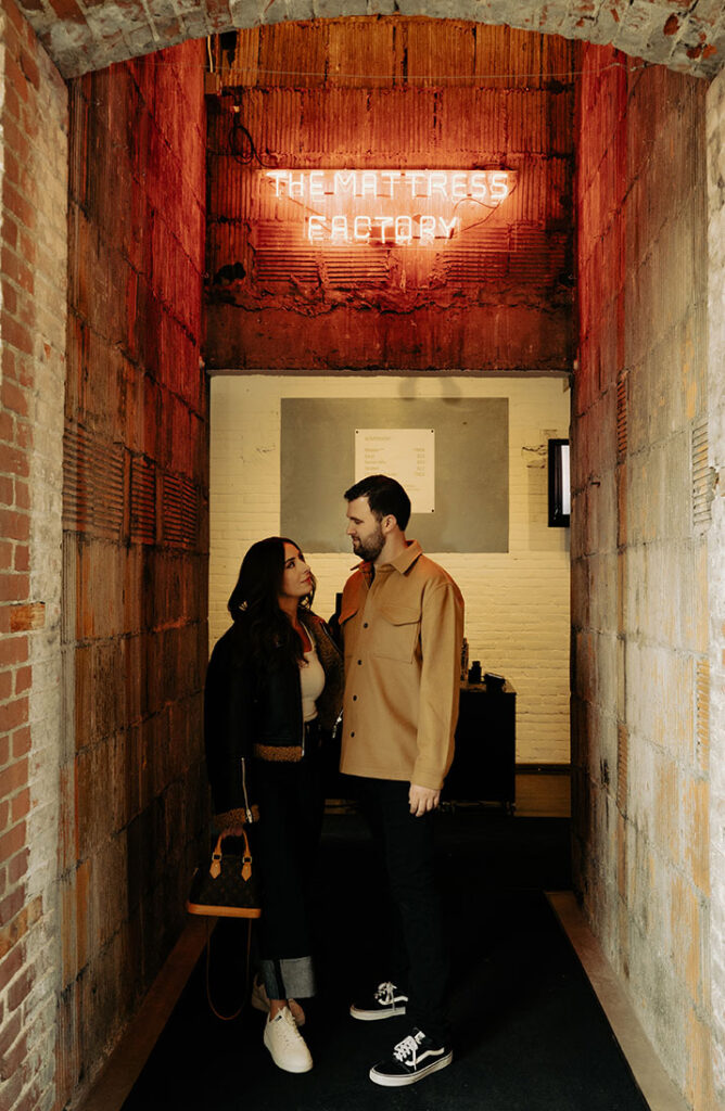 Couple Walk holding hands in the Mexican War Streets in Pittsburgh