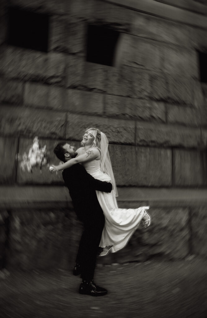 Bride and Groom in Downtown Pittsburgh