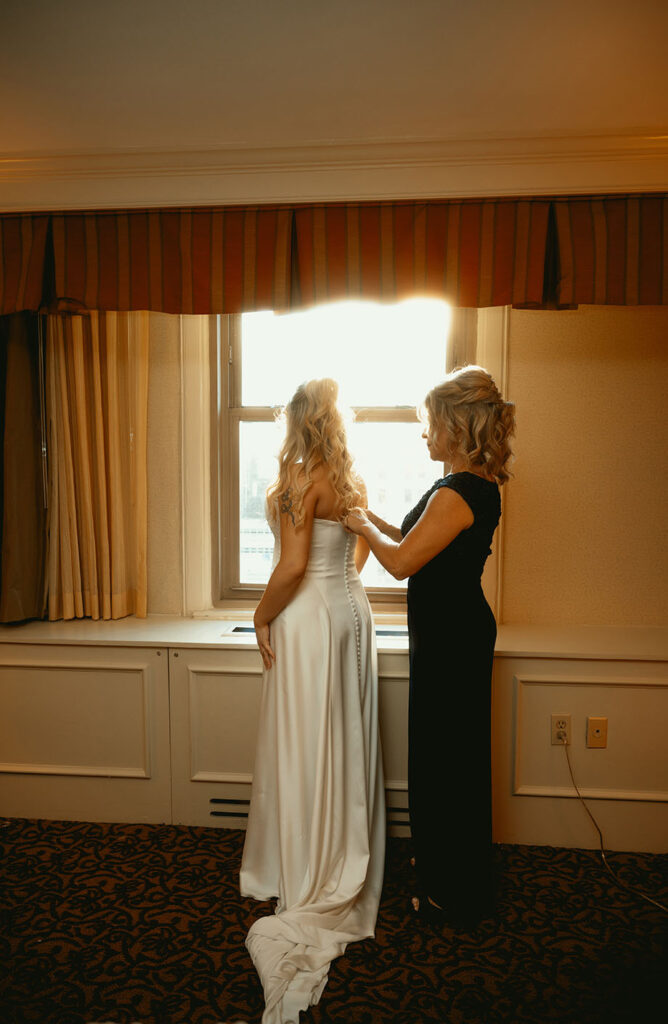 Bride Getting Ready at Omni William Penn Hotel Wedding