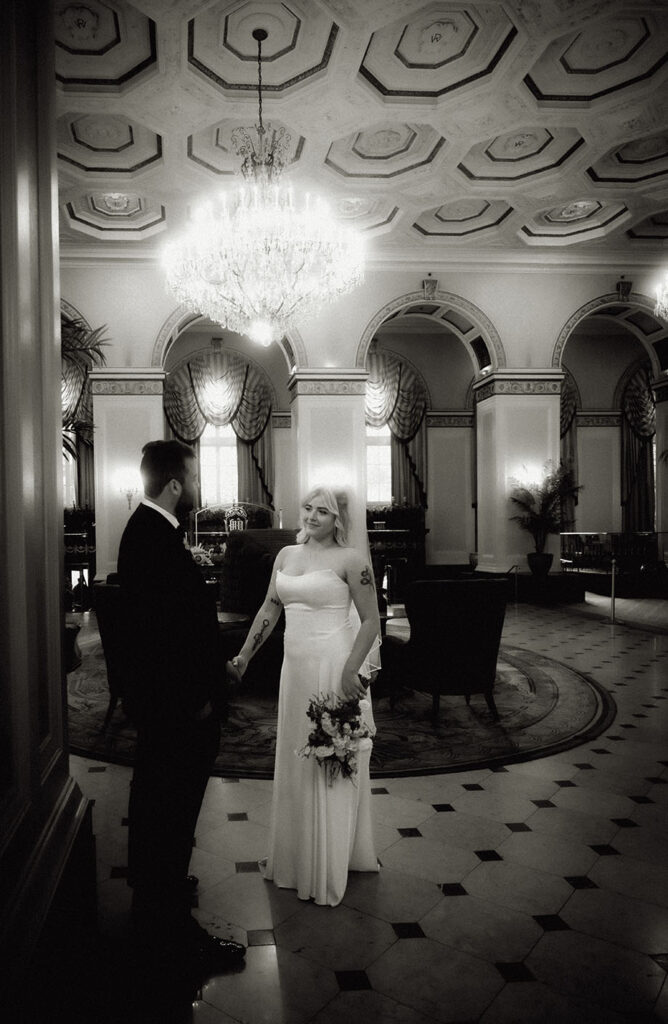 Bride and groom at Omni William Penn Hotel Wedding