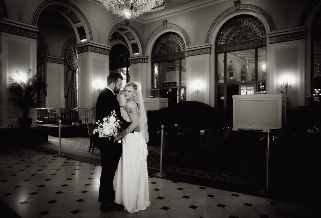 Bride and groom at Omni William Penn Hotel Wedding