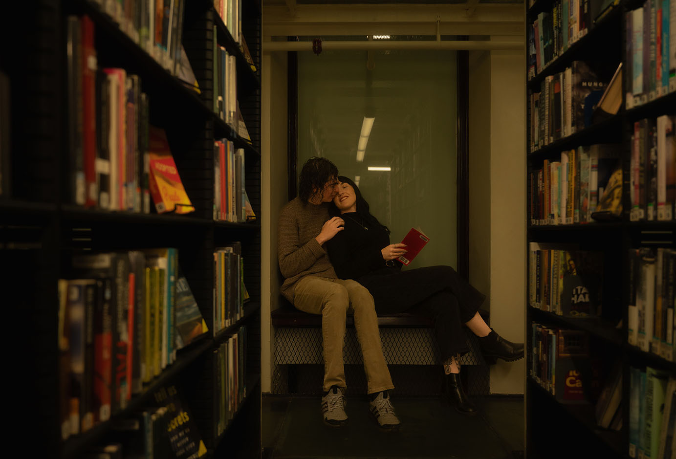 Couple reading at Carnegie Library