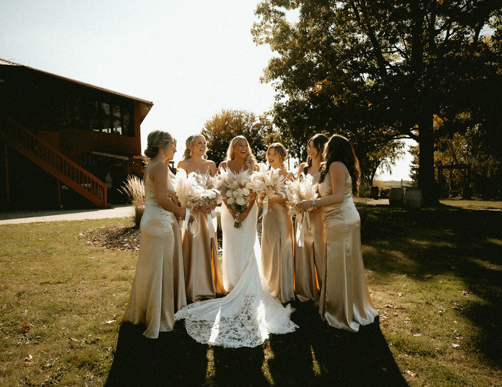 Bride and Bridesmaids at yinzer valley farms Wedding