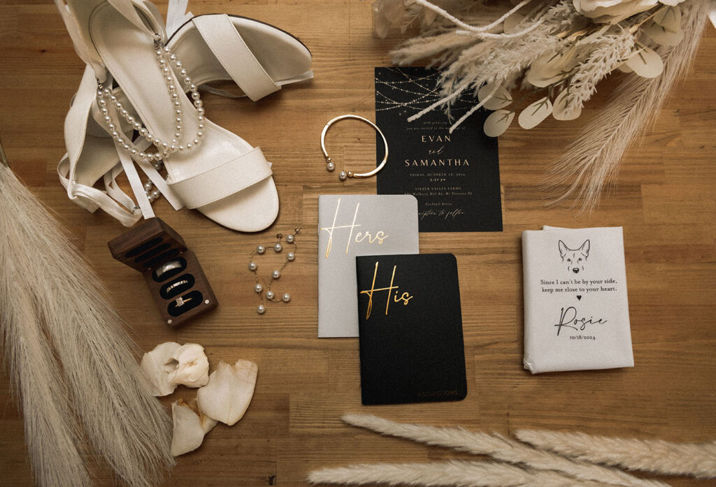 Flat lay of the wedding day