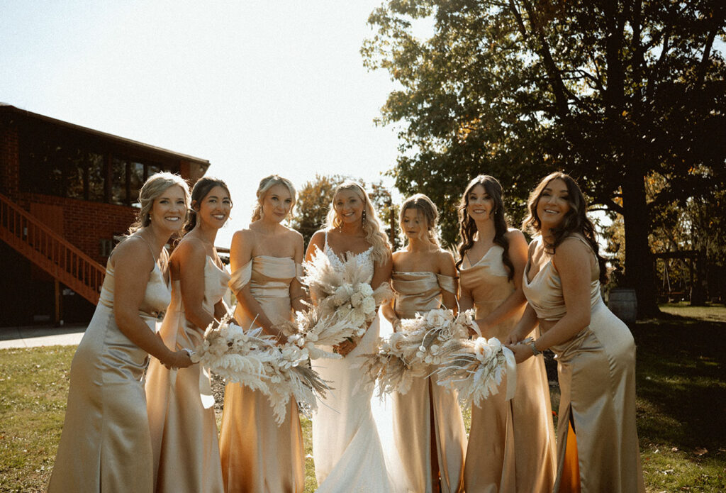 Bride and Bridesmaids at yinzer valley farms Wedding