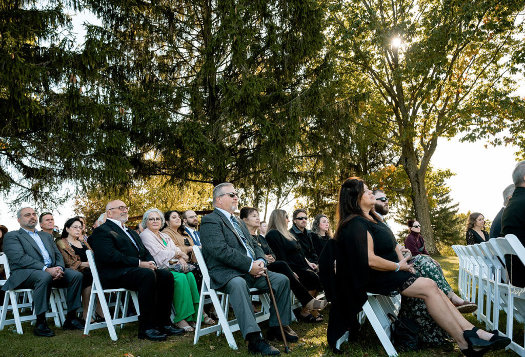 Guests sitting at yinzer valley farms Wedding