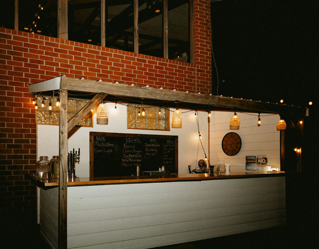 Outside and night Yinzer valley farms Wedding bar